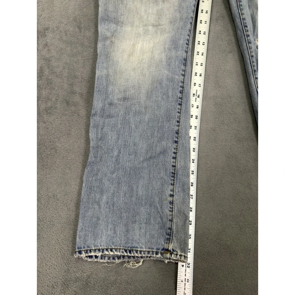 American Eagle‎ Jeans Mens 34x32* Blue Original Straight Light Wash Thrashed
